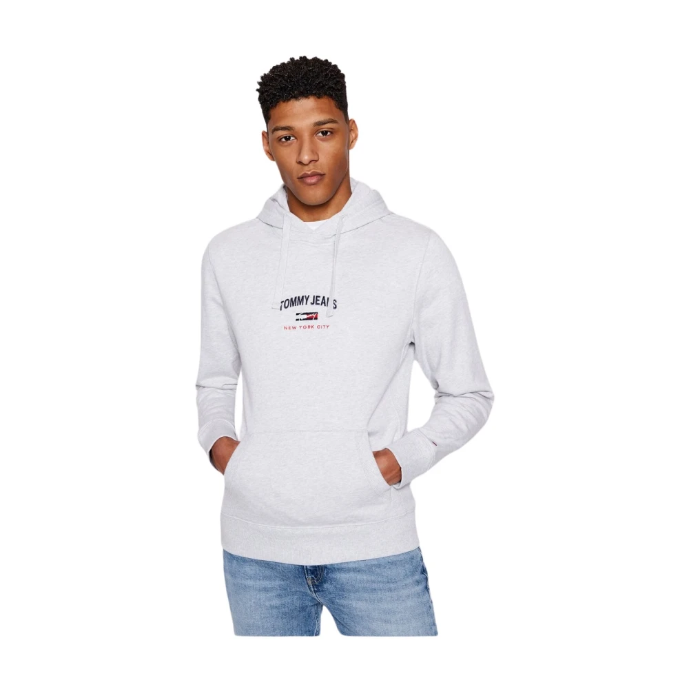 Tommy Jeans Organische katoenen hoodie Geborduurd logo Gray Heren