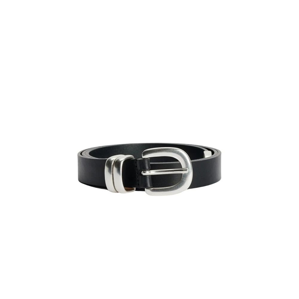 By Malene Birger , Belts, Male, Black, One Size, Black Silver Leather Belt Zoilo