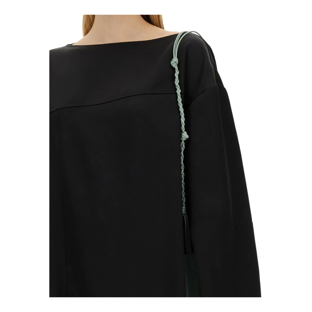 Jil Sander Zijden Mix Asymmetrische Blouse Vrouwen Black Dames