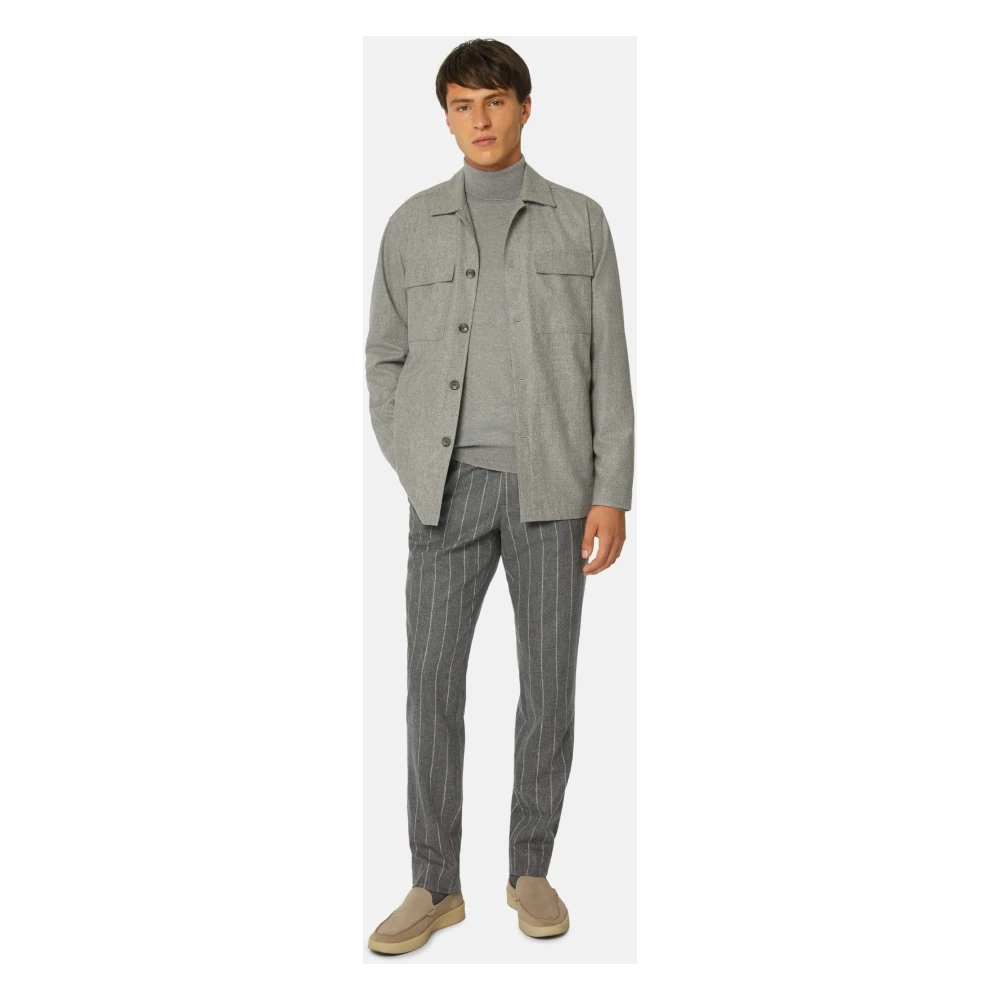 Boggi Milano Link Shirt Jacket in Wol Jersey Gray Heren