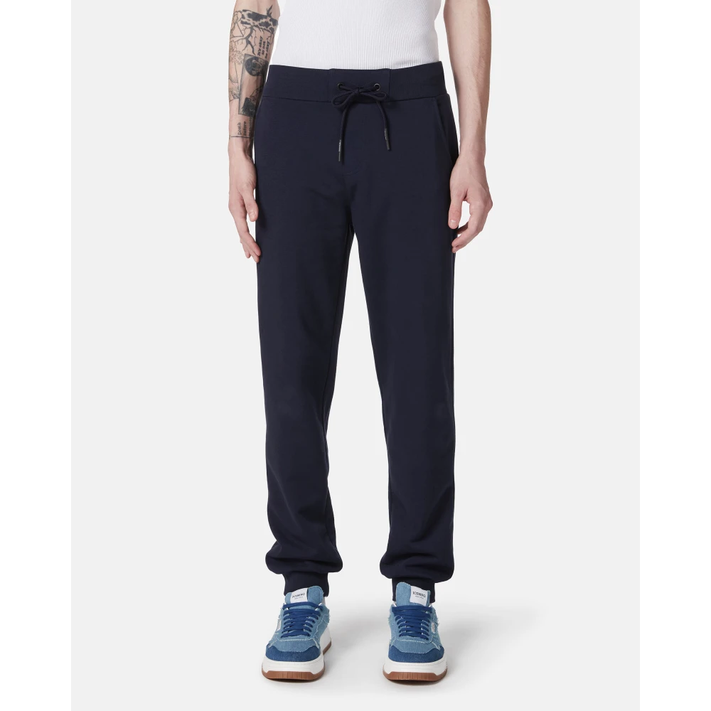 Iceberg Blauwe sweatpants van katoen met geborduurd embleem Blue Heren
