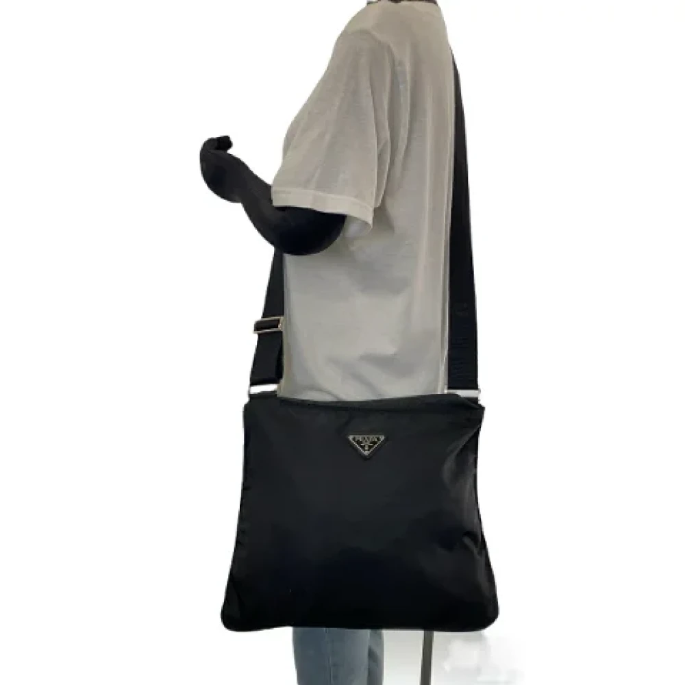 Prada Vintage Pre-owned Canvas crossbody-bags Black Heren