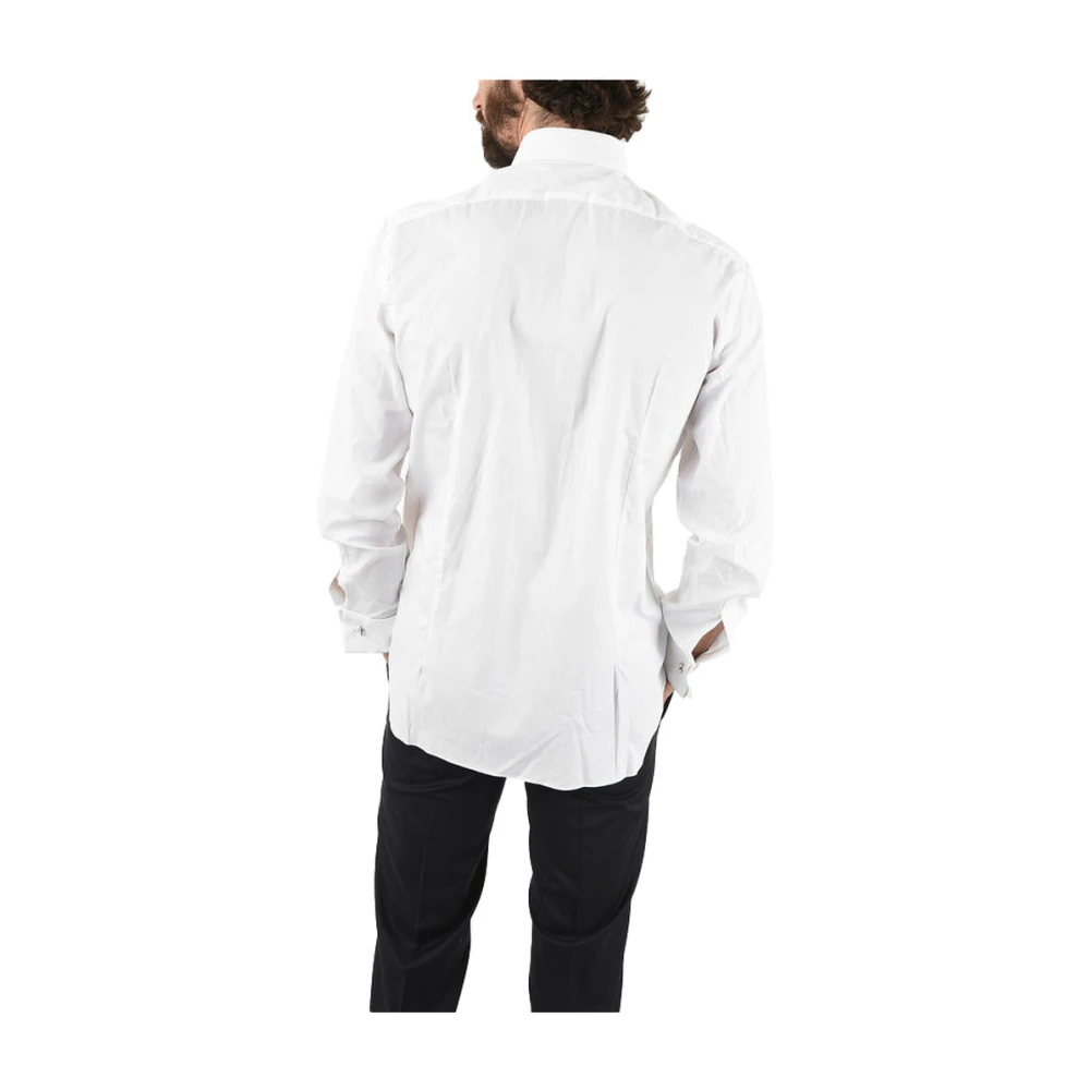 Aquascutum Witte Katoenen Overhemd Regular Fit Geborduurd White Heren