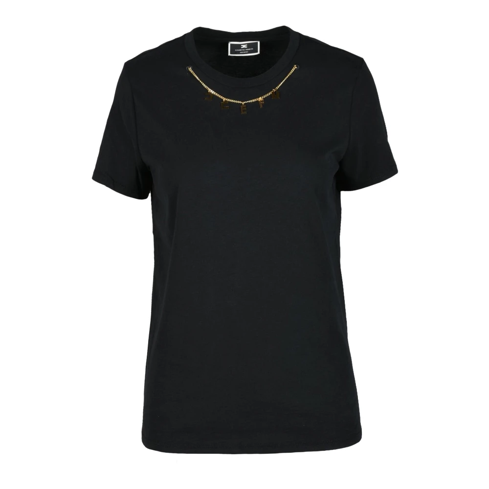 Elisabetta Franchi Gouden Charme Jersey Katoenen T-shirt White Dames