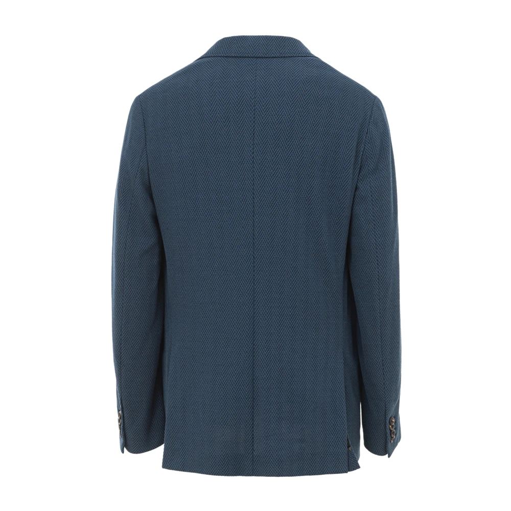 Brioni Gestructureerde Herringbone Jas Blue Heren