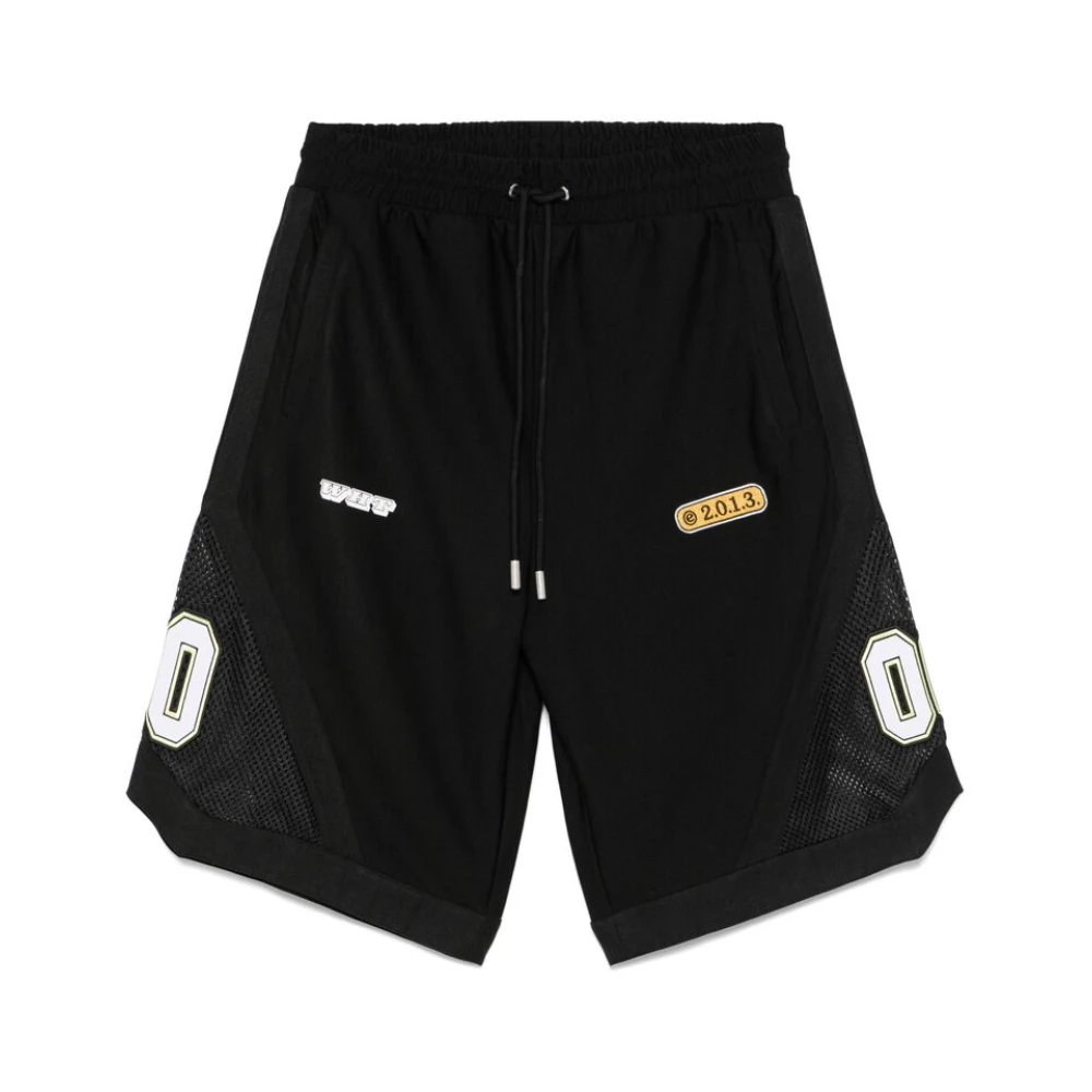 Off White Shorts met elastische trekkoord tailleband en zakken Black Heren