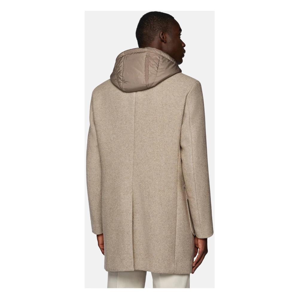 Boggi Milano Wolmix Jas met Hoodie Bib Beige Heren