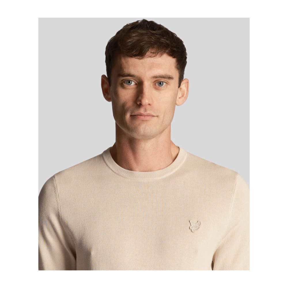 Lyle & Scott Adelaar Crew Neck Katoen Trui Beige Heren