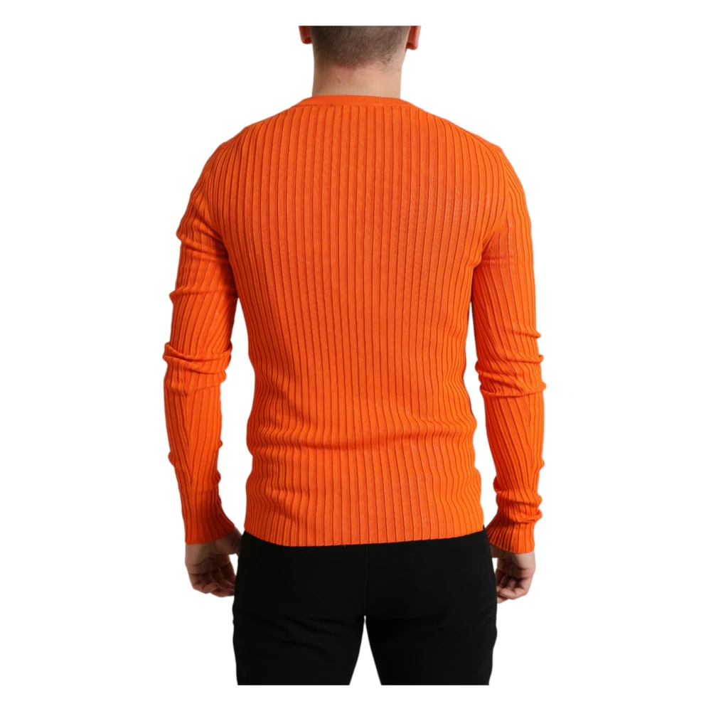 Dolce & Gabbana Oranje Gebreide Pullover Sweater Orange Heren