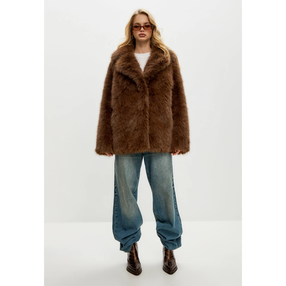 Cesare Gaspari Faux Fur & Shearling Jackets Brown Dames