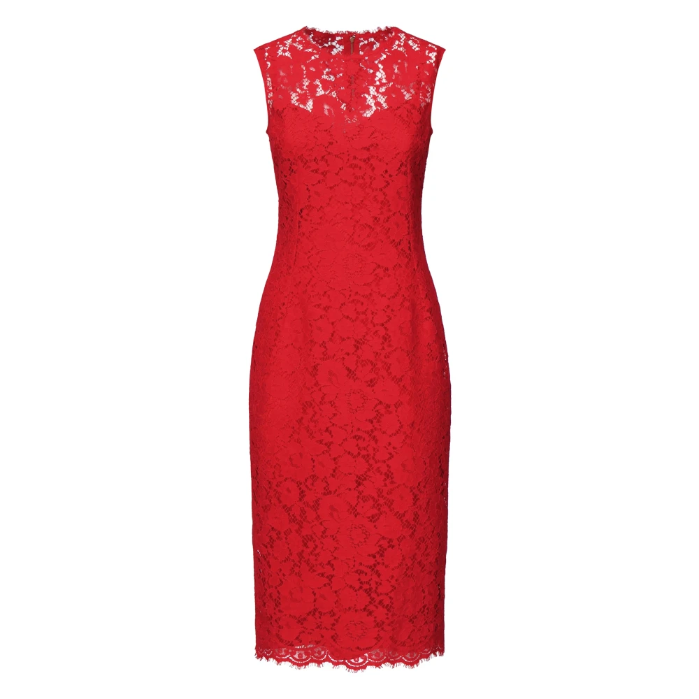 Dolce & Gabbana Rode Mouwloze Zijden Jurk Red Dames