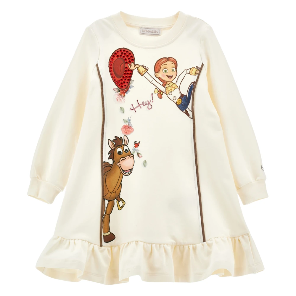 Monnalisa Beige Dresses, Female, 10 Y, Jessie And Bullseye Jumper Dress