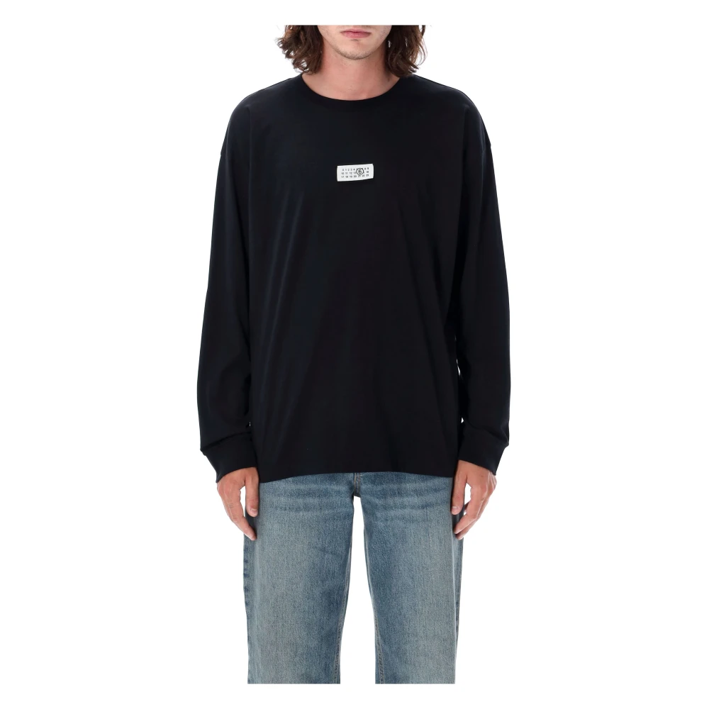 MM6 Maison Margiela Zwarte Longsleeve Katoenen T-shirt Black Heren