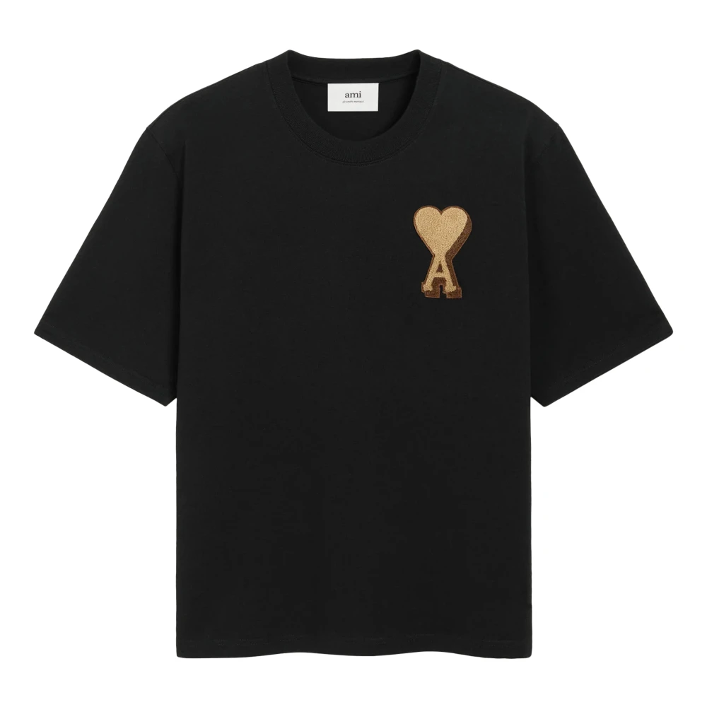 Ami Paris T-Shirts, Male, Xs, Teeshirt Patch Polos Black