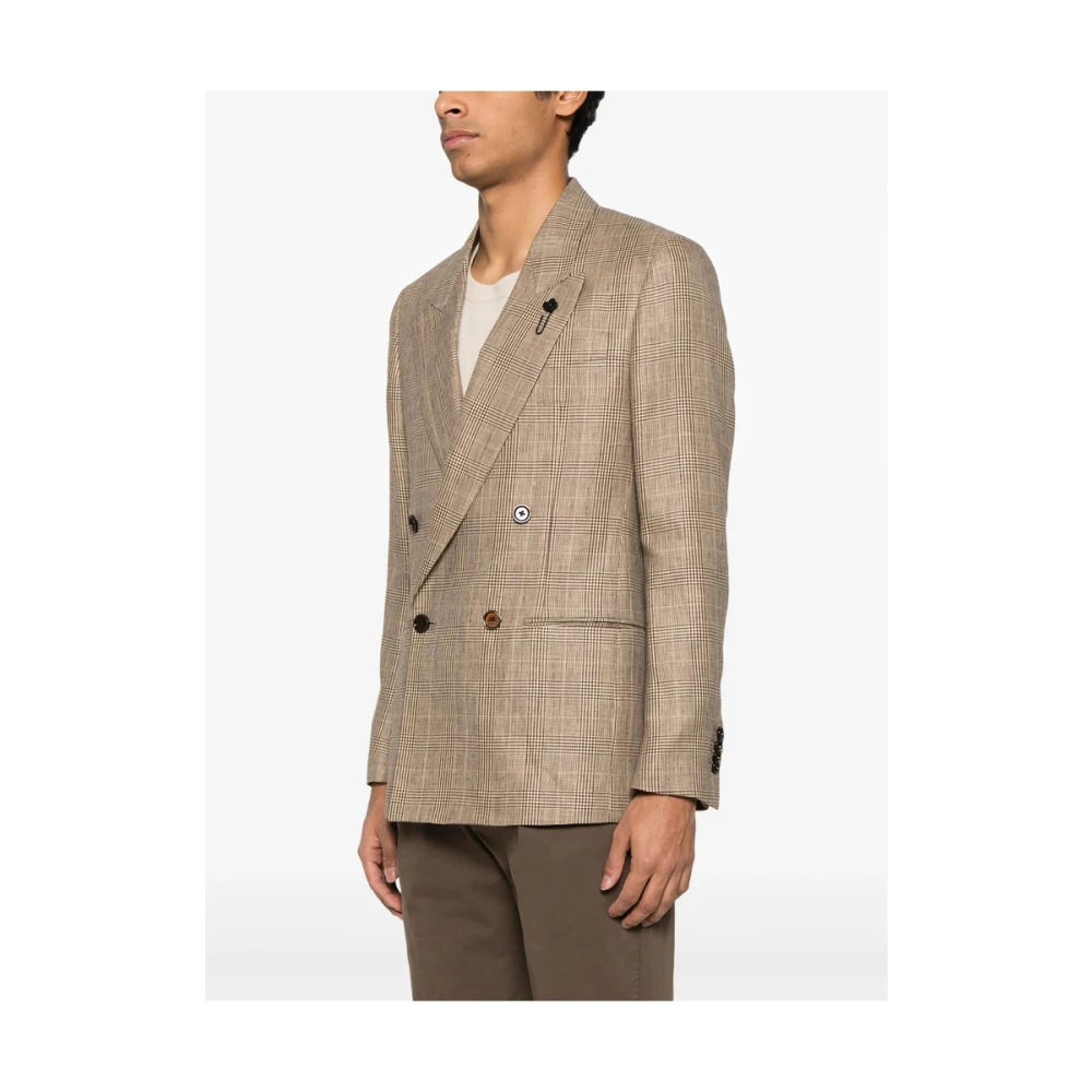 Lardini Bruine Double-Breasted Jas met Zakken Brown Heren