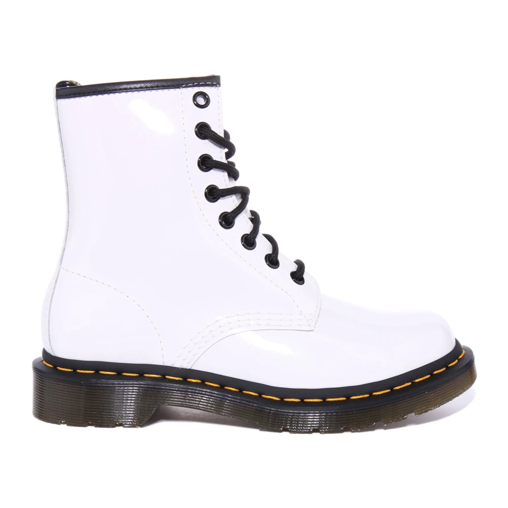 Dr. Martens Women's White Patent Leather 8-Eyelet Boots