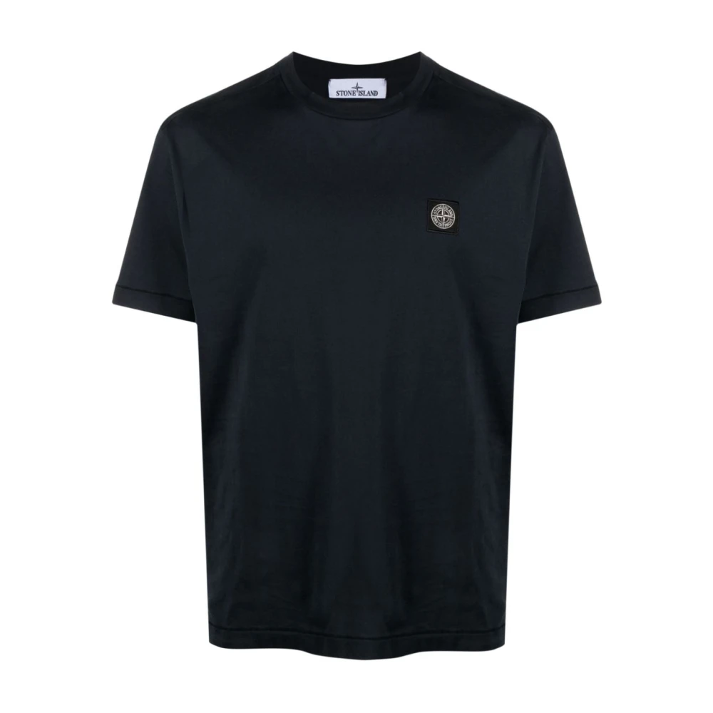 Stone Island Blauw Katoenen Jersey T-shirt met Compass Patch Blue Heren