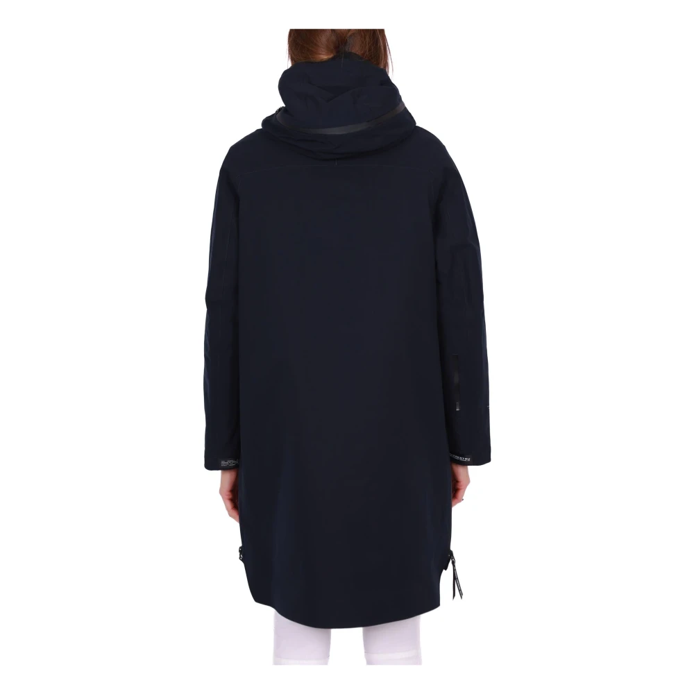 Krakatau Blauwe Lange Parka Jas met Capuchon Blue Dames