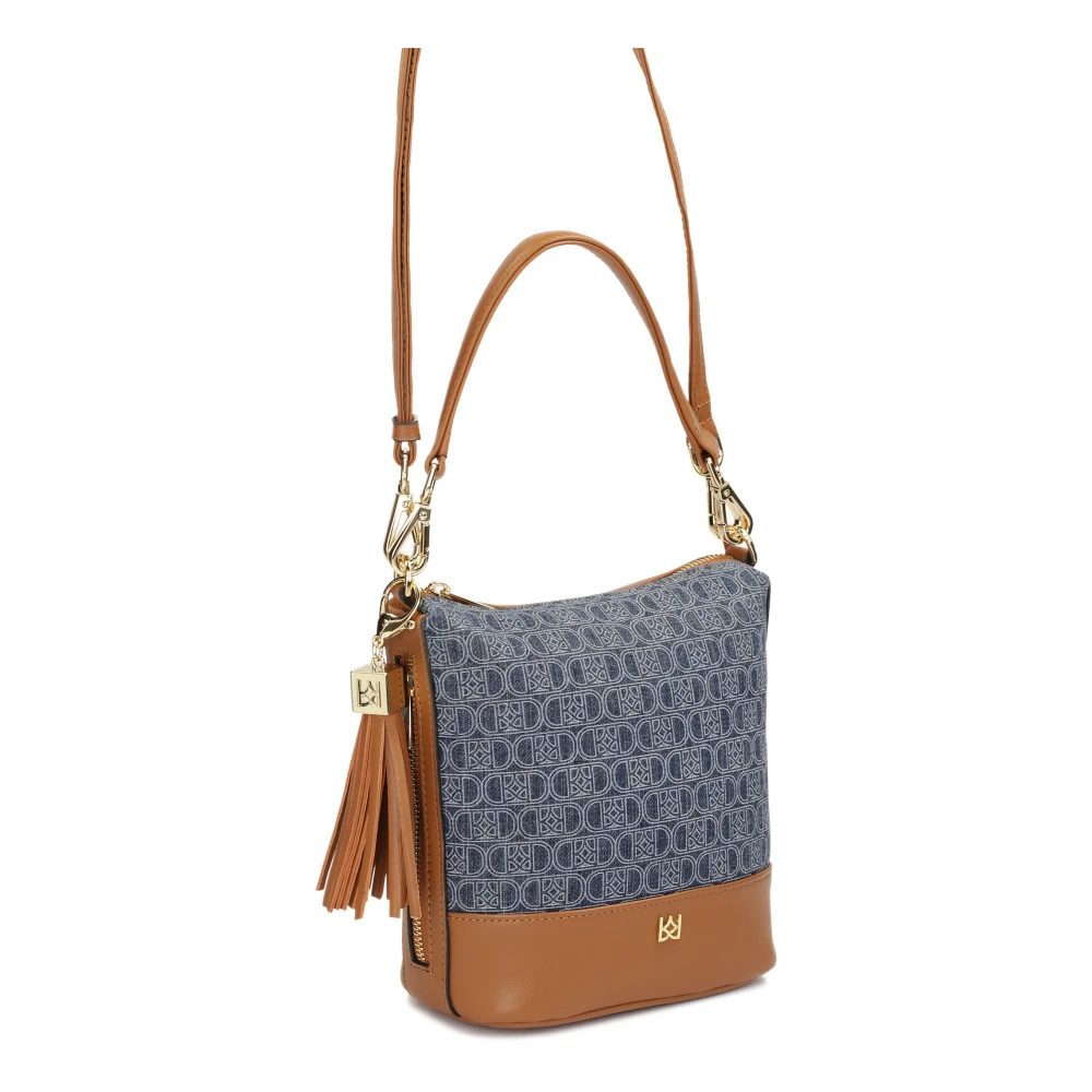 Kazar Elegante leren en stoffen handtas Brown Dames
