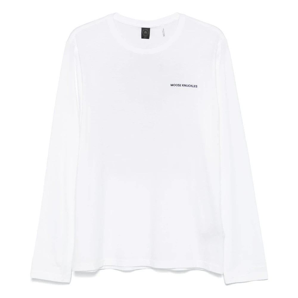 Moose Knuckles Grafische Print Lange Mouw Tee White Heren