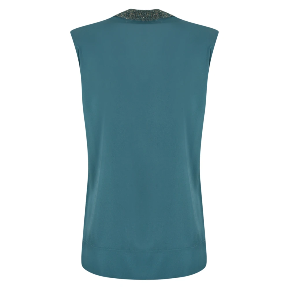 D.Exterior Kristal Mouwloze V-hals Trui Green Dames