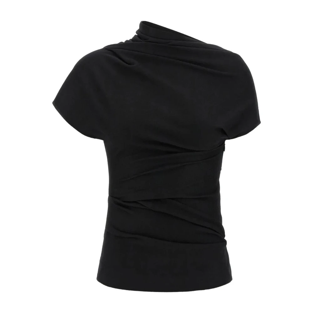 Entire Studios Svart Asymmetric Drape Top