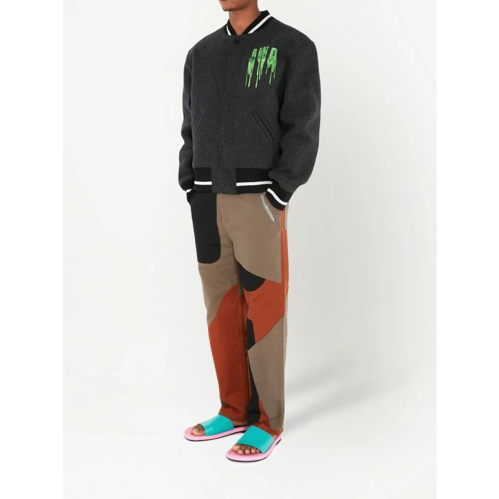 JW Anderson Geborduurde Varsity Bomberjack Gray Dames