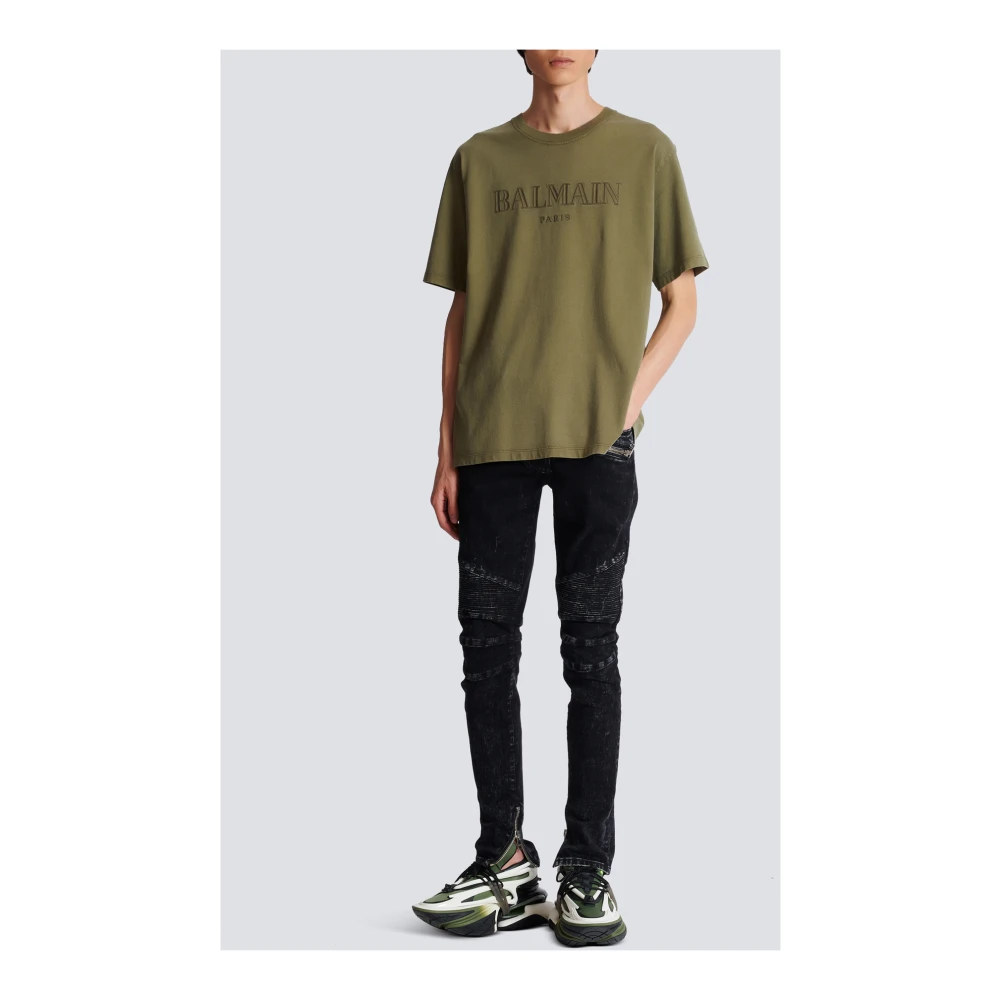 Balmain Vintage geborduurd T-shirt Green Heren
