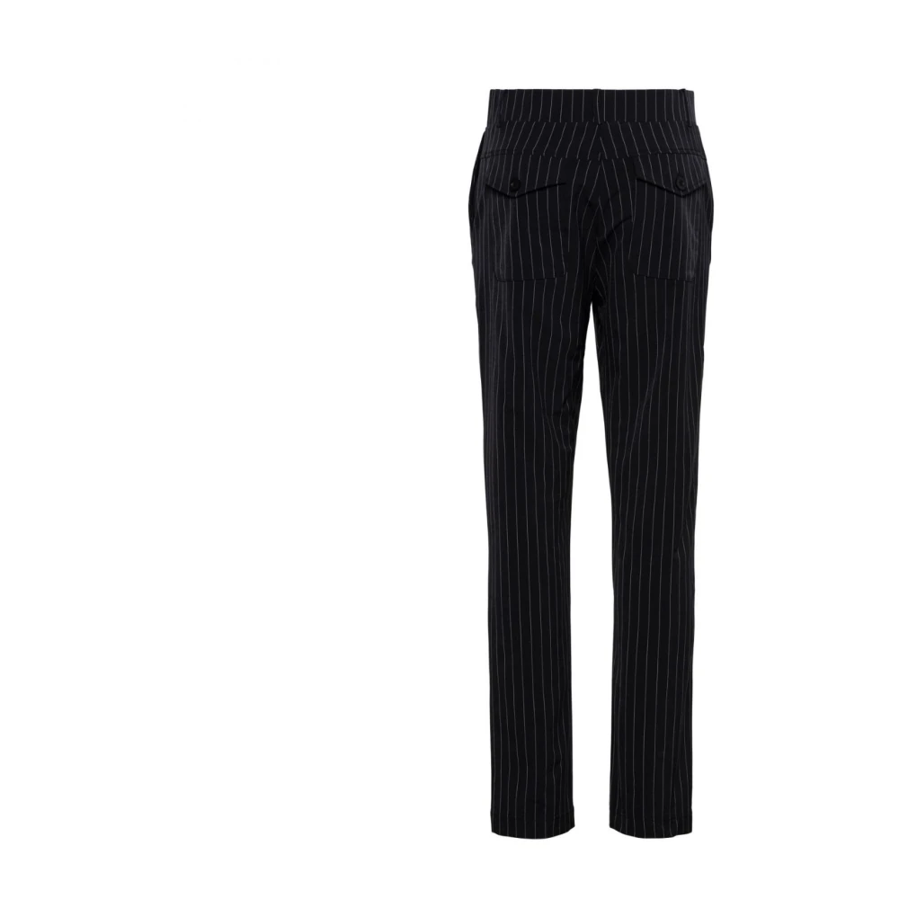 &Co Woman Pin-Stripe Cigarette Broek Zwart Black Dames
