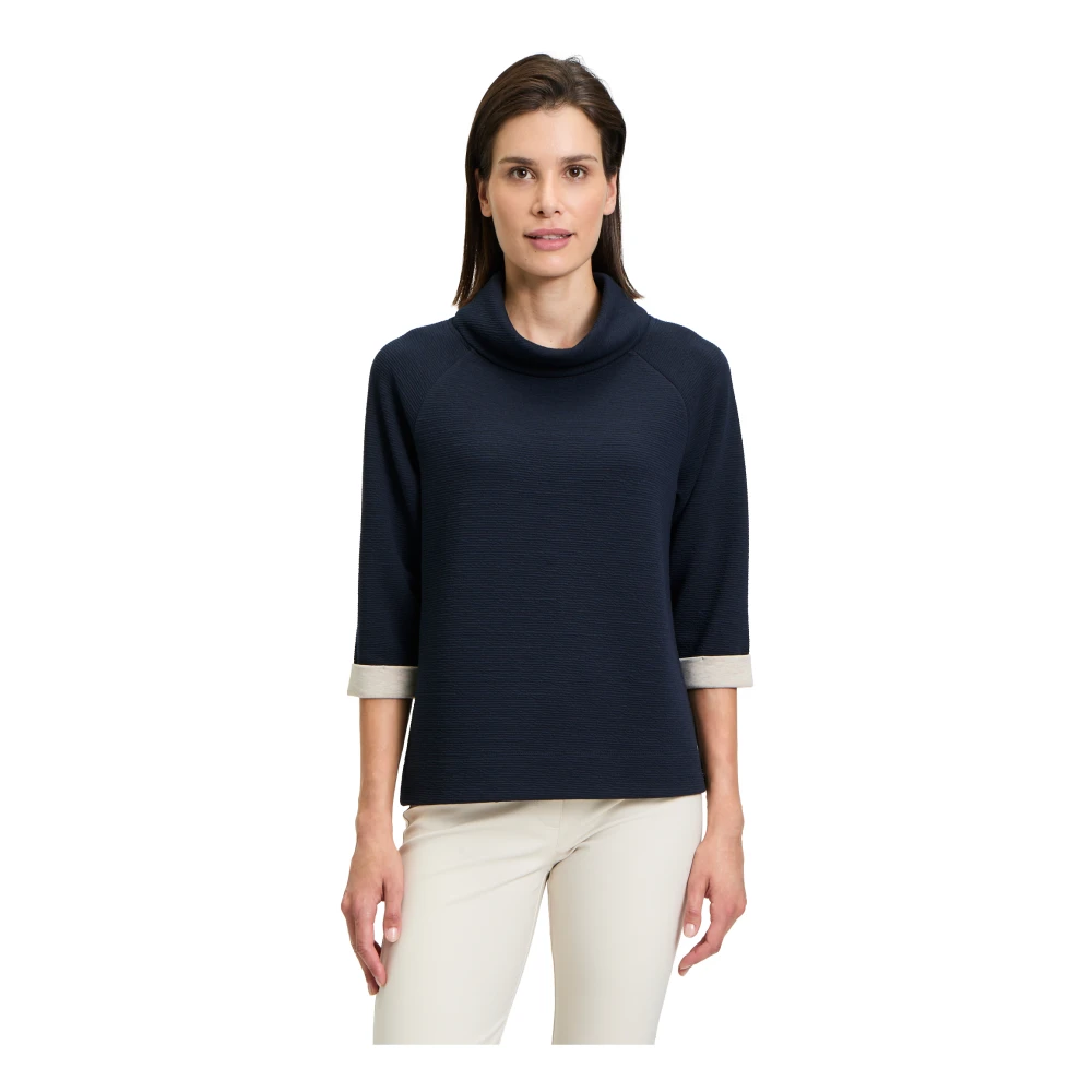 Betty Barclay Trendy Turtleneck Sweatshirt met Glitter Blue Dames