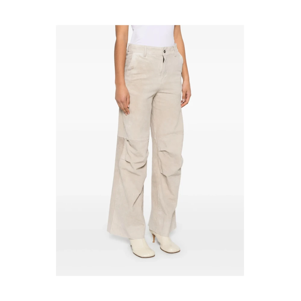 Salvatore Santoro Lichtgrijze Leren Broek met Zakken Gray Dames
