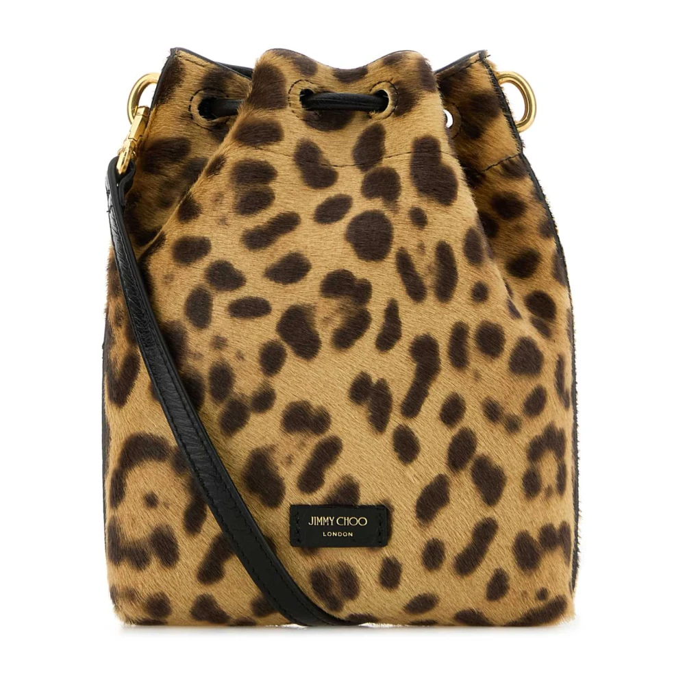 Jimmy Choo Bon Bucket Tas van Bedrukte Kalfsvacht Brown Dames
