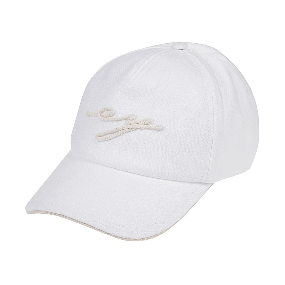 Eleventy Vintage Linnen Baseballpet met Koord White Heren