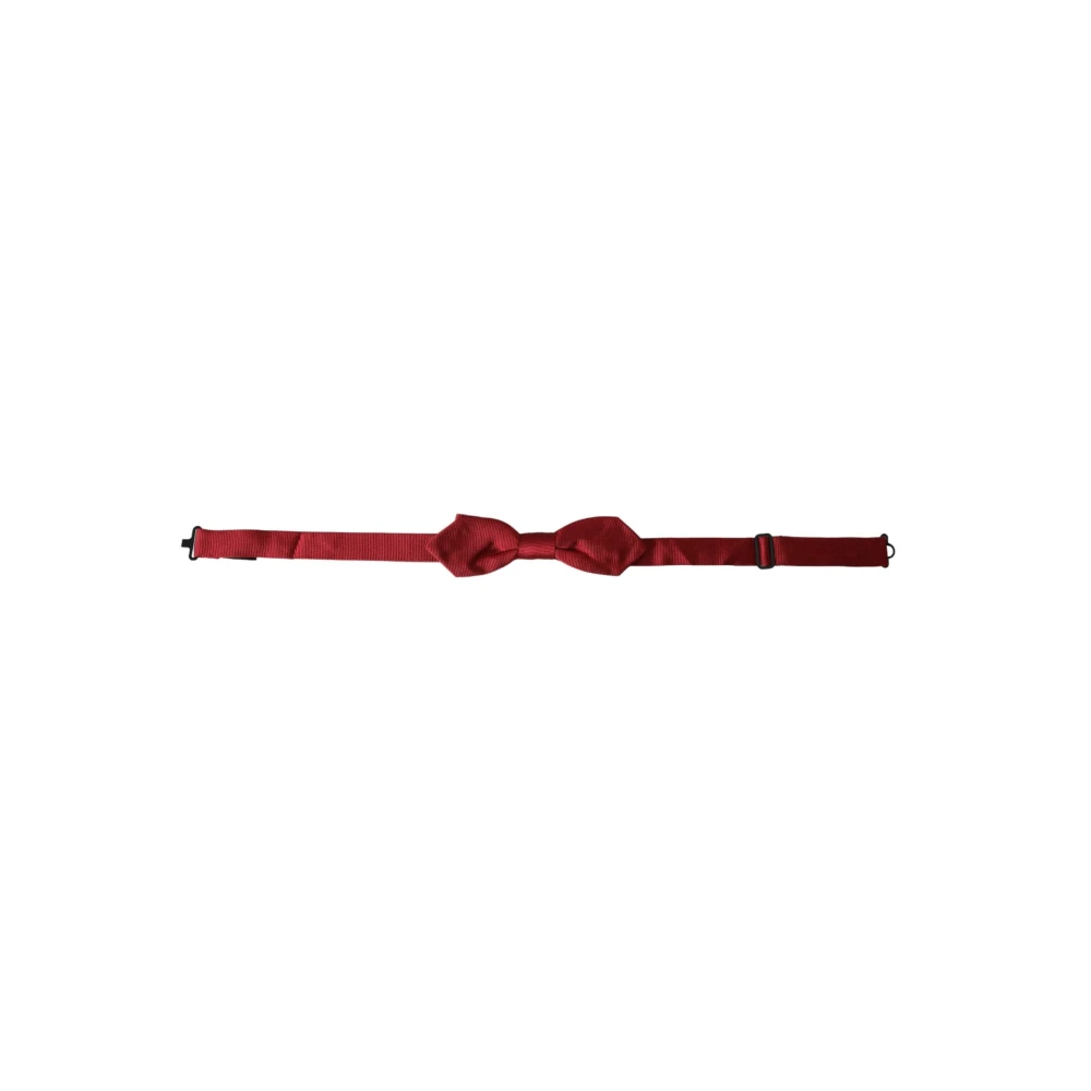 Dolce & Gabbana Men's Red Tied Silk Jacquard Bow Tie