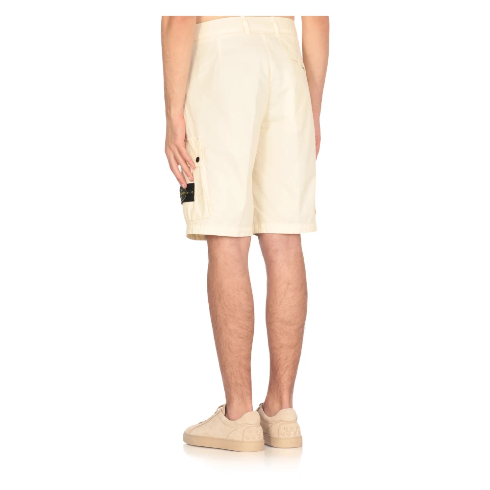 Stone Island Ivoor Bermuda Shorts met meerdere zakken Beige Heren