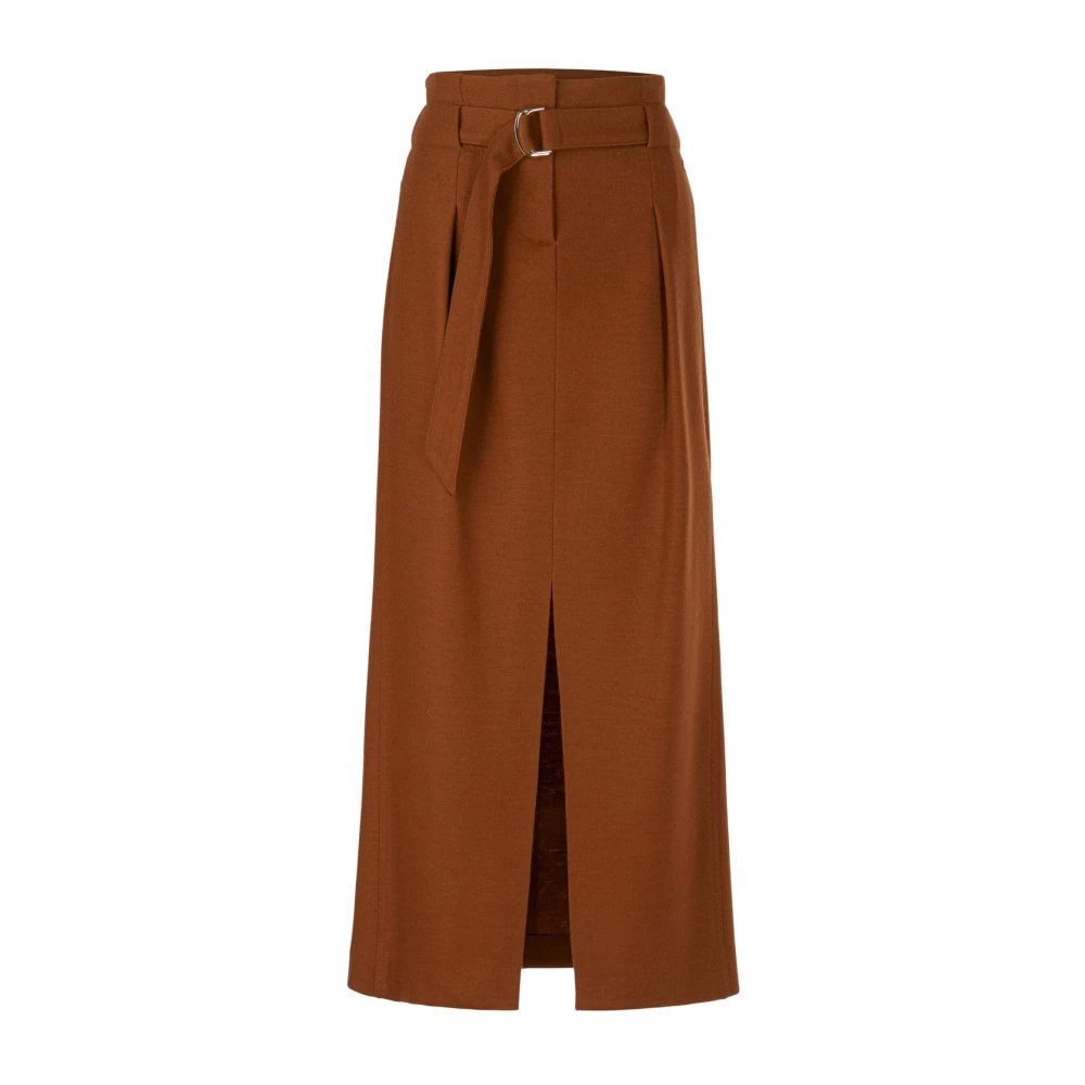 Marc Cain Wollen Midi Rok met Voor Split Brown Dames