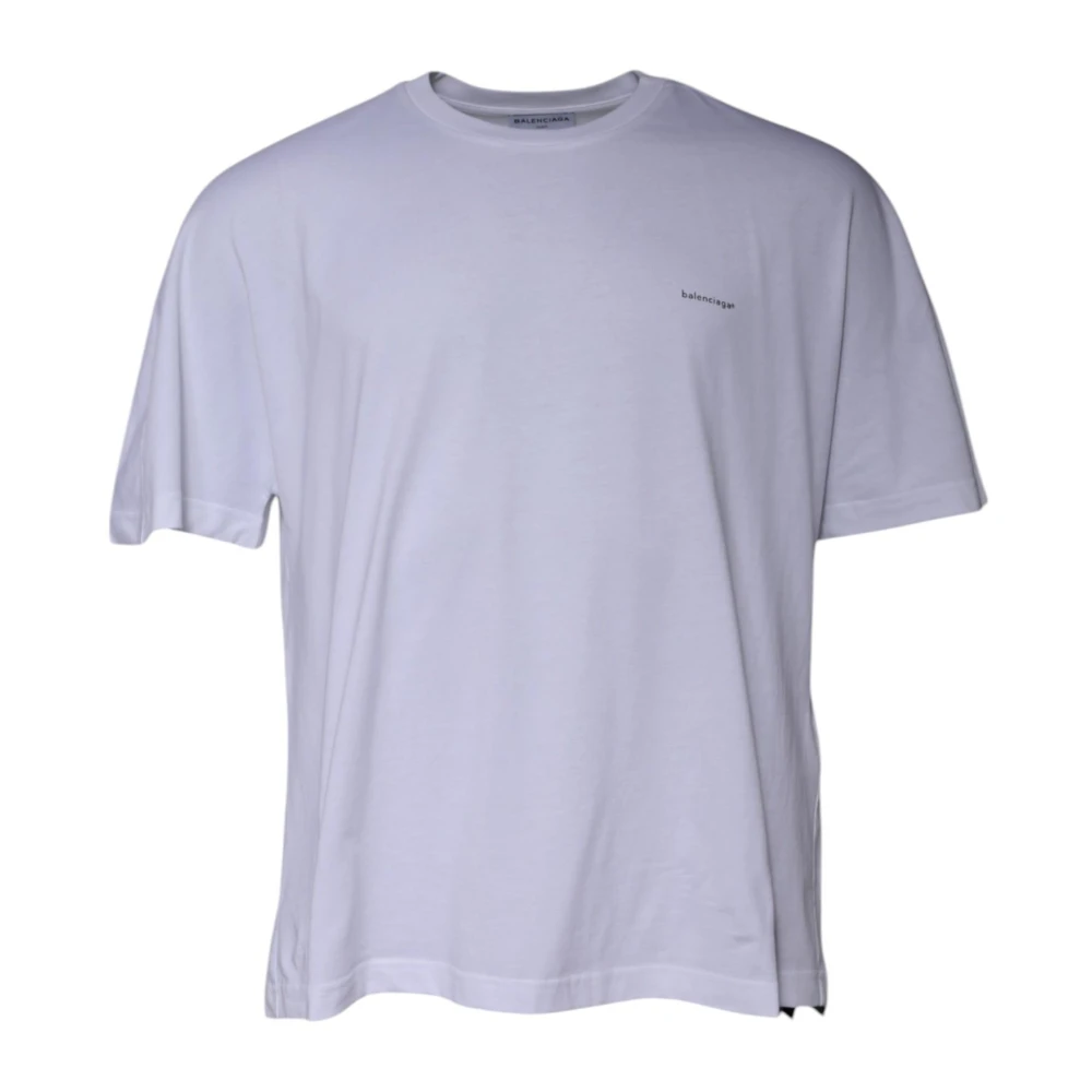 Balenciaga Men's White T-Shirts, Xs, Cotton Logo Print T-Shirt