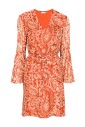 multicolored-orange-v-neck-flared-dress