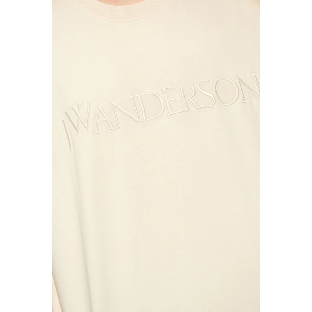 JW Anderson T-shirt met logo Beige Heren