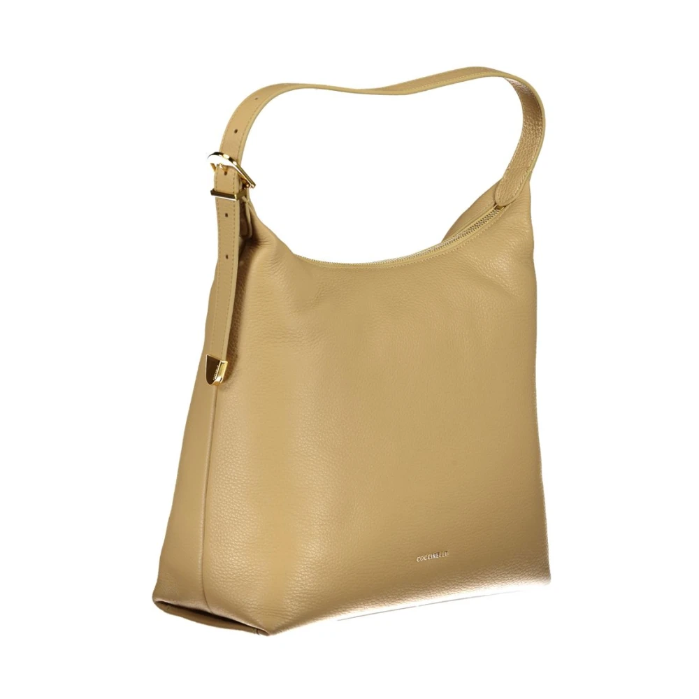 Coccinelle Beige Leren Schoudertas met Binnenvakken Beige Dames