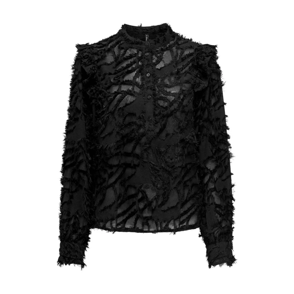 Only Top met ruches en lange mouwen Black Dames