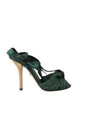 Emerald Exotic Leather Heels Sandals Shoes