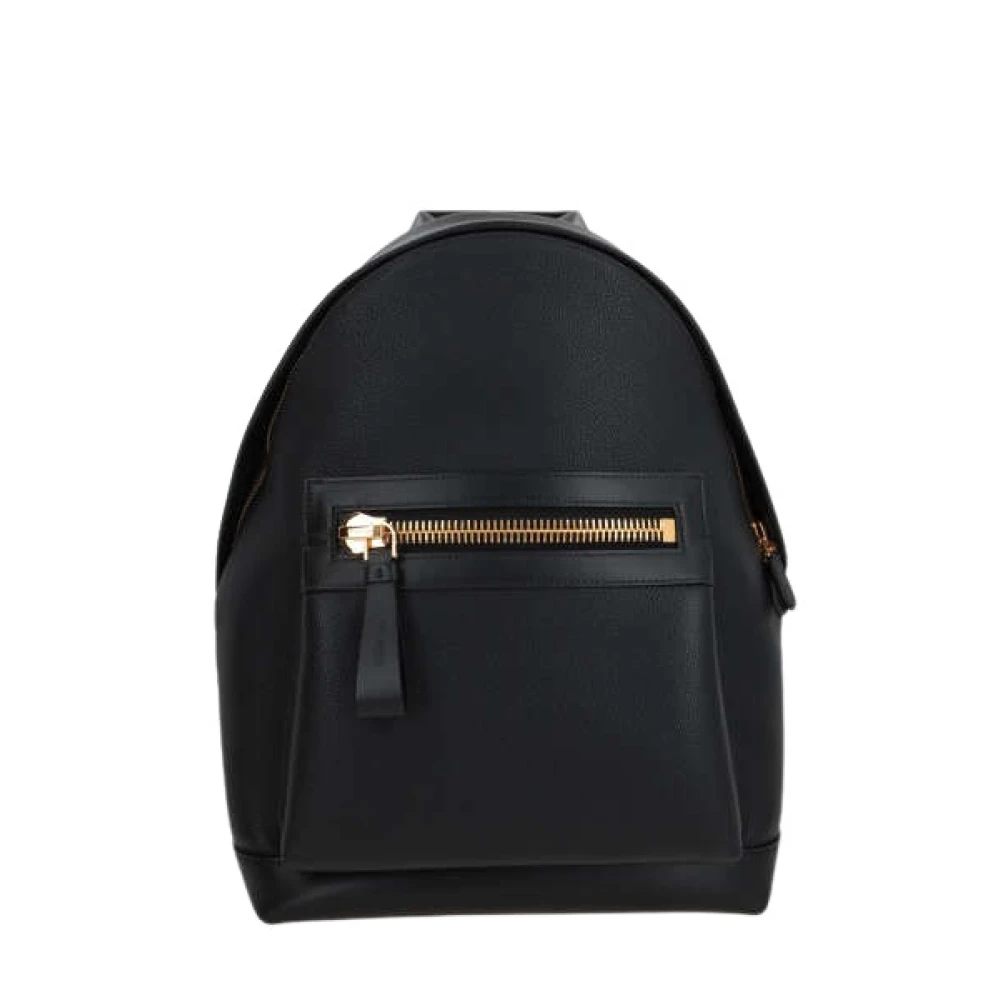 Tom Ford Zwarte leren rugzak met gouden hardware Black Heren