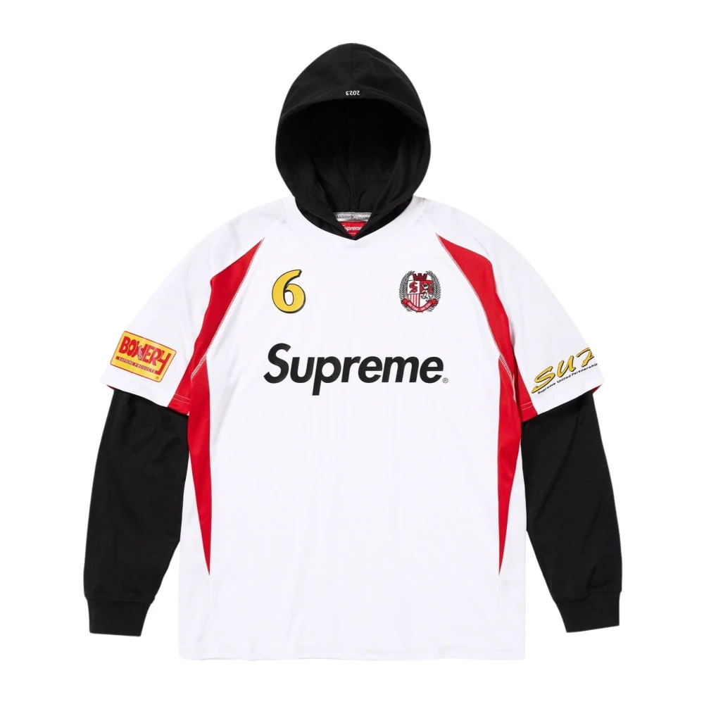 Supreme Beperkte oplage capuchon voetbalshirt wit White Heren