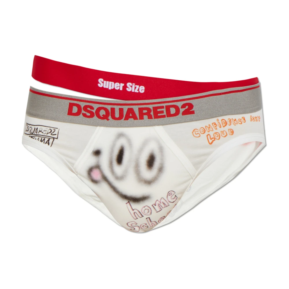Dsquared2 Printed Briefs - Male - Underpants - White - L - Underwear