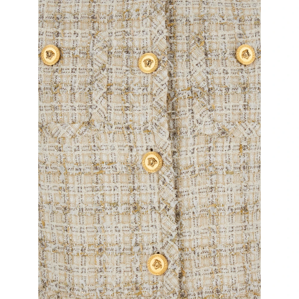 Versace Beige Kort Jack met Medusa Motief Beige Dames