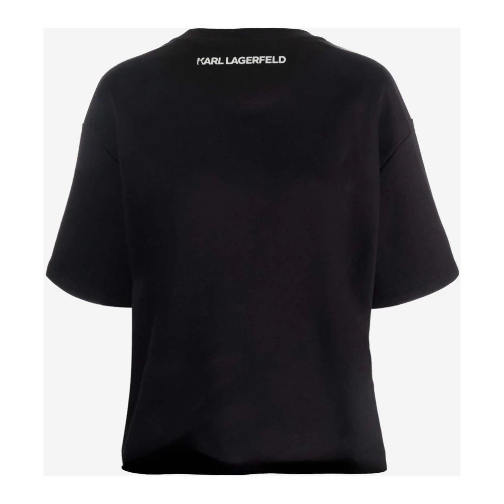 Karl Lagerfeld Contrasterend Logo T-shirt met Lange Mouwen Black Dames