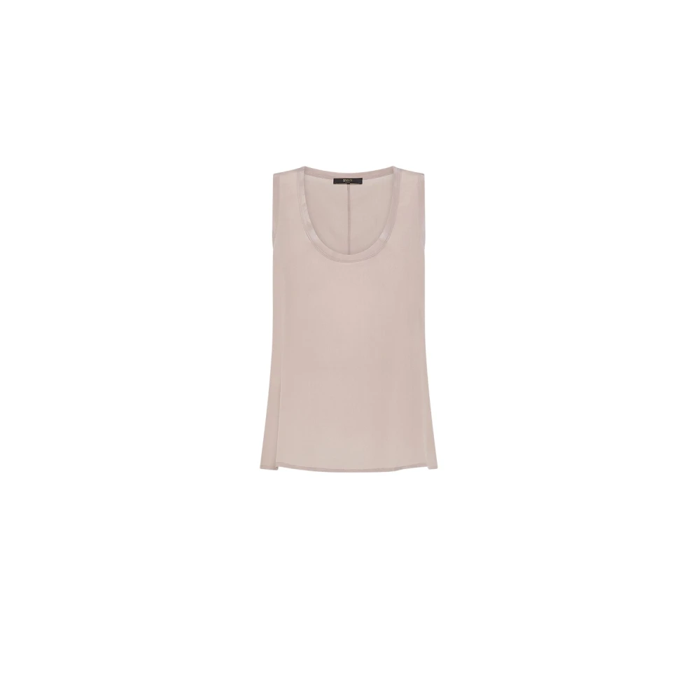 Seventy Beige Sleeveless Tops, Female, Xs, Top In Misto Seta