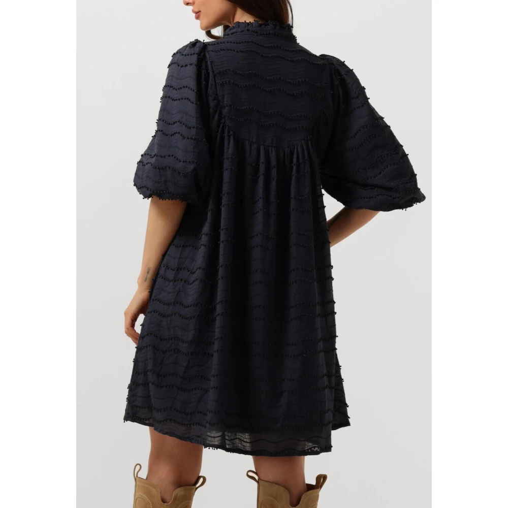 Co'Couture Navy Midi Puff Jurk Blue Dames