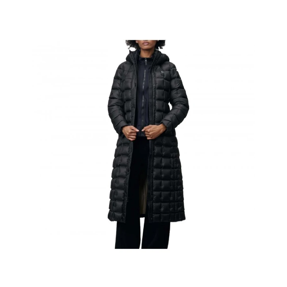 Blauer Lang waterdichte geruite donsjas Black Dames